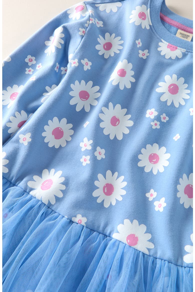 Kids' Mixed Media Dress, Alternate, color, BLUE POETRY DAISY MEADOW
