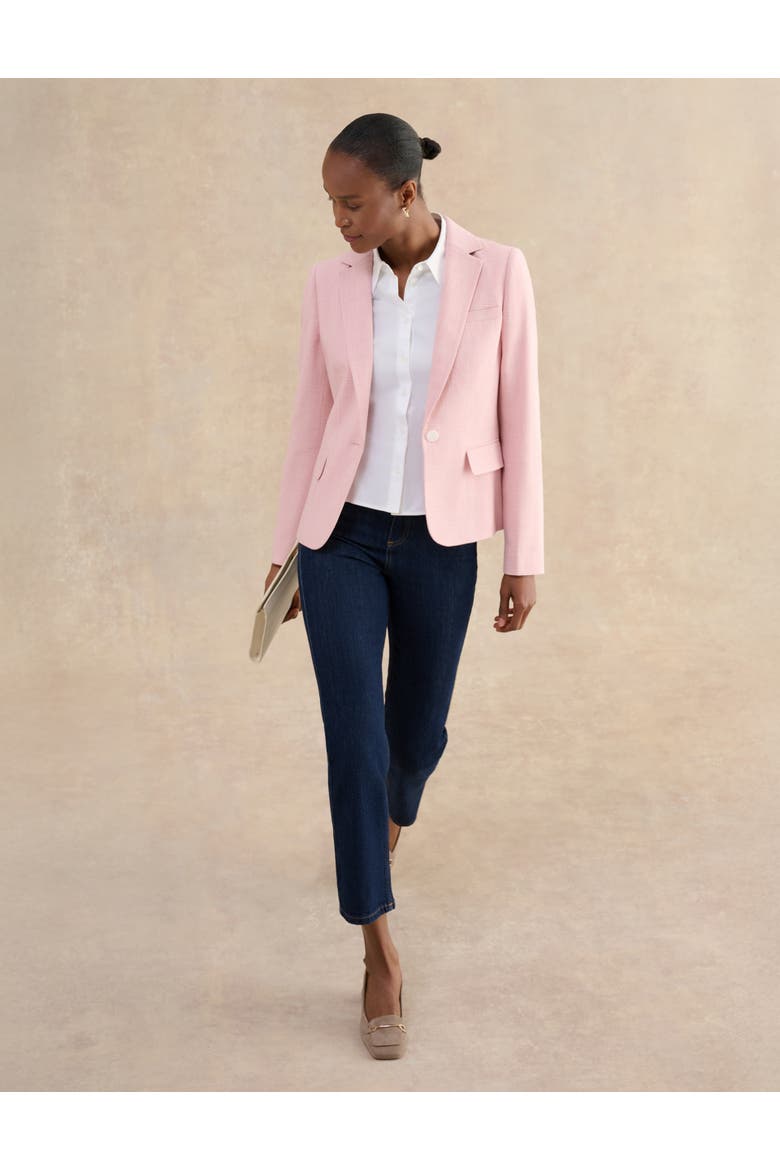 Blake Single-Button Tailored Blazer, Alternate, color, Pink Ivory