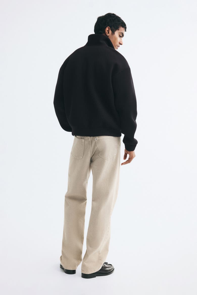 Oversized Scuba Knit Polo Shirt, Alternate, color, Black