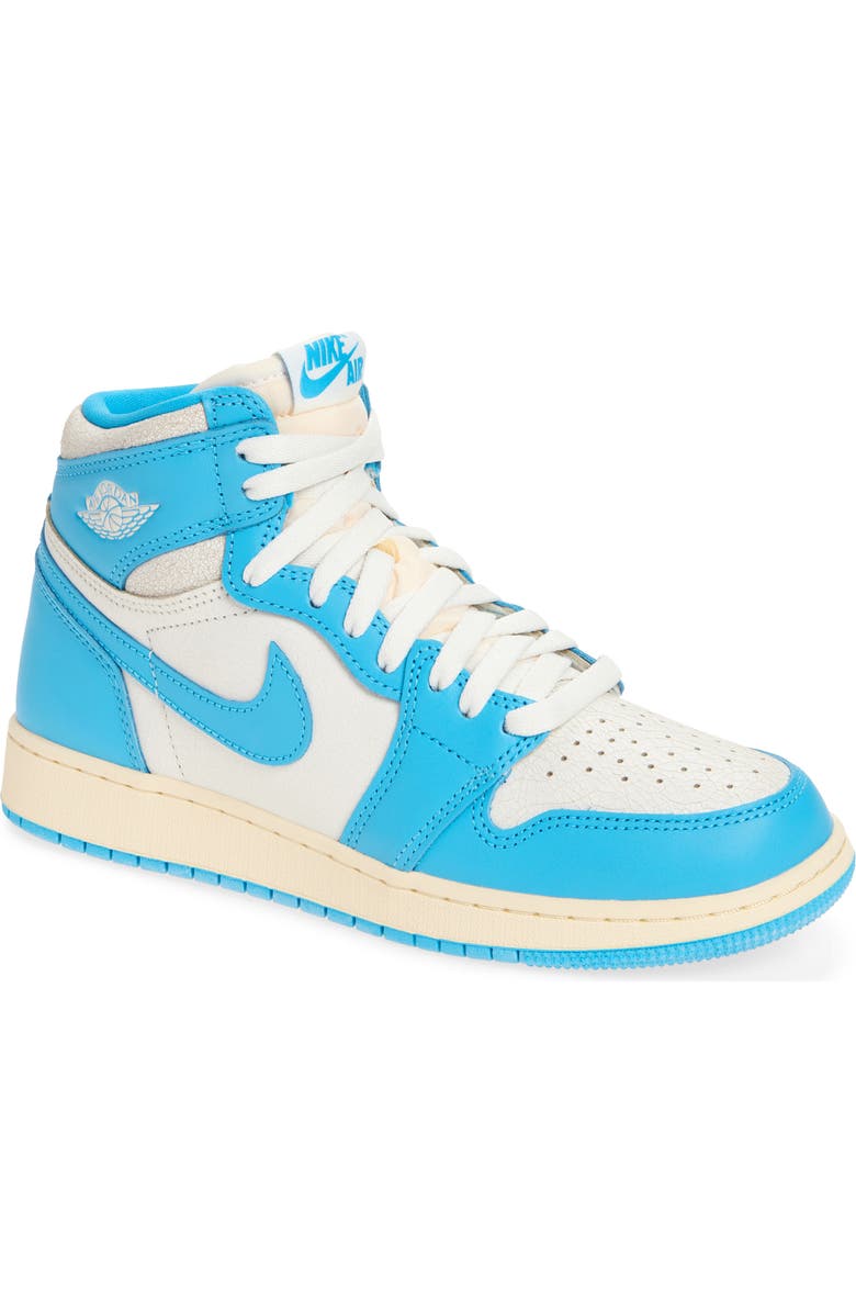 Nike Kids' Air Jordan 1 Retro High OG Basketball Sneaker, Main, color, Dark Blue/ Dark Blue/ Sail