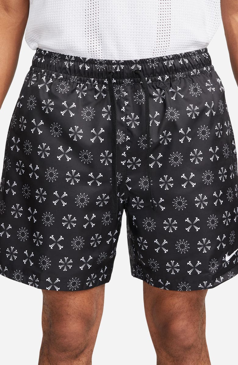 Nike Woven Monogram Flow Shorts, Alternate, color, Black/Black/White