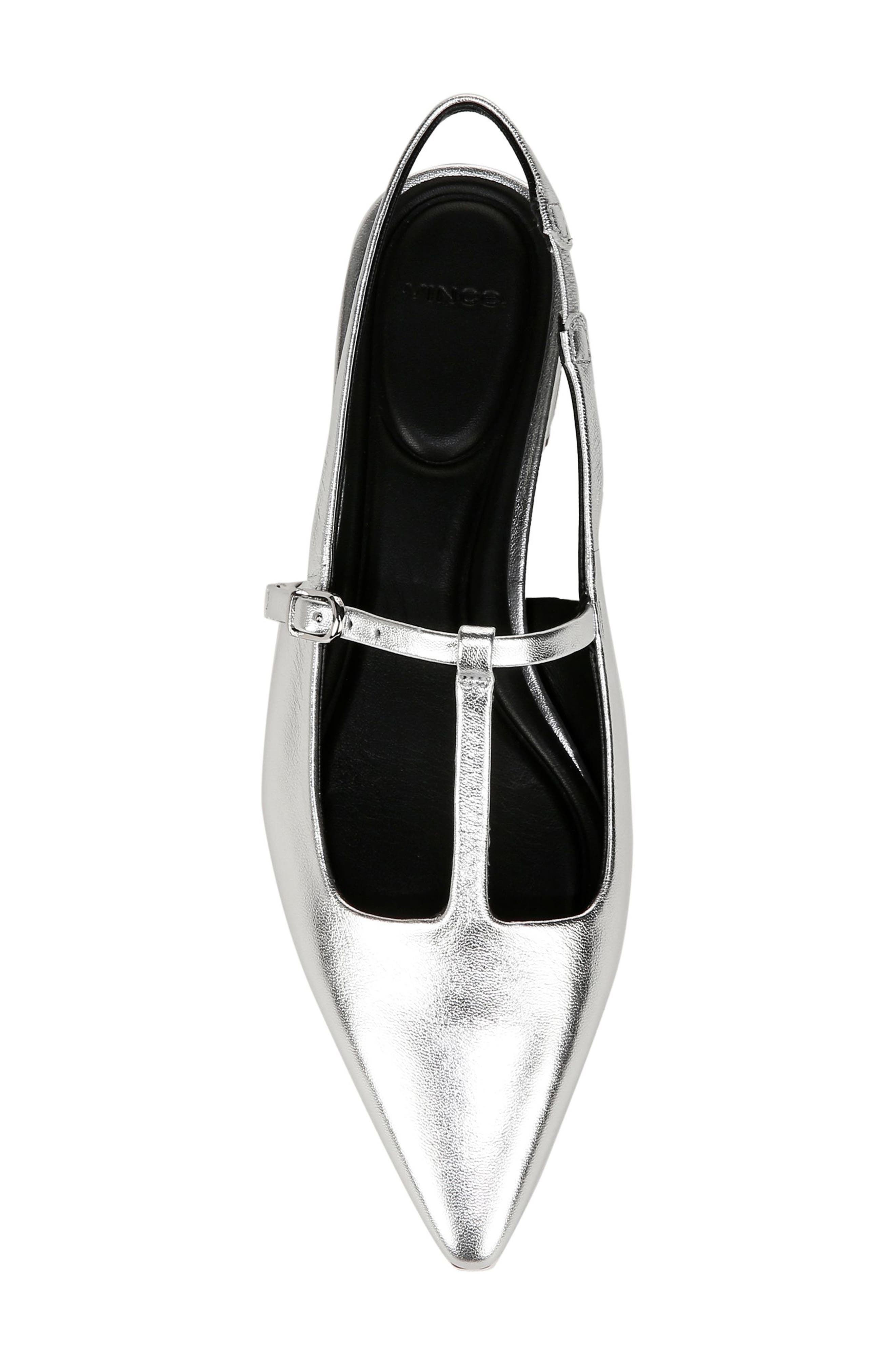 Vince Iliana Slingback Pointed Toe Flat, Alternate, color, Silver