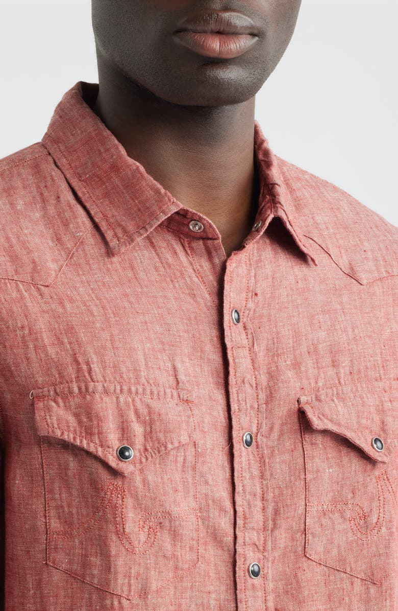 AG Rogan Linen Snap-Up Western Shirt, Alternate, color, Heritage Adobe Clay