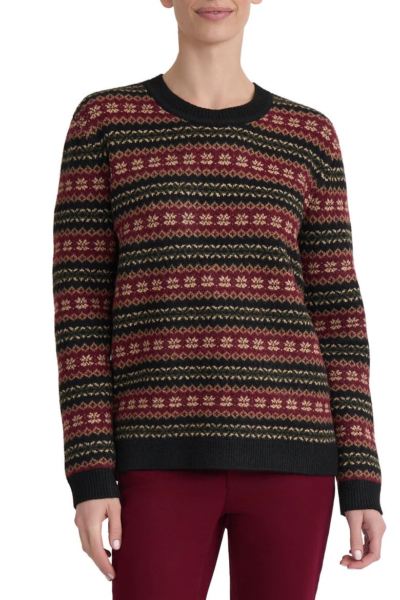 Fair Isle Crewneck Sweater, Main, color, CLASSIC WINE MULTI