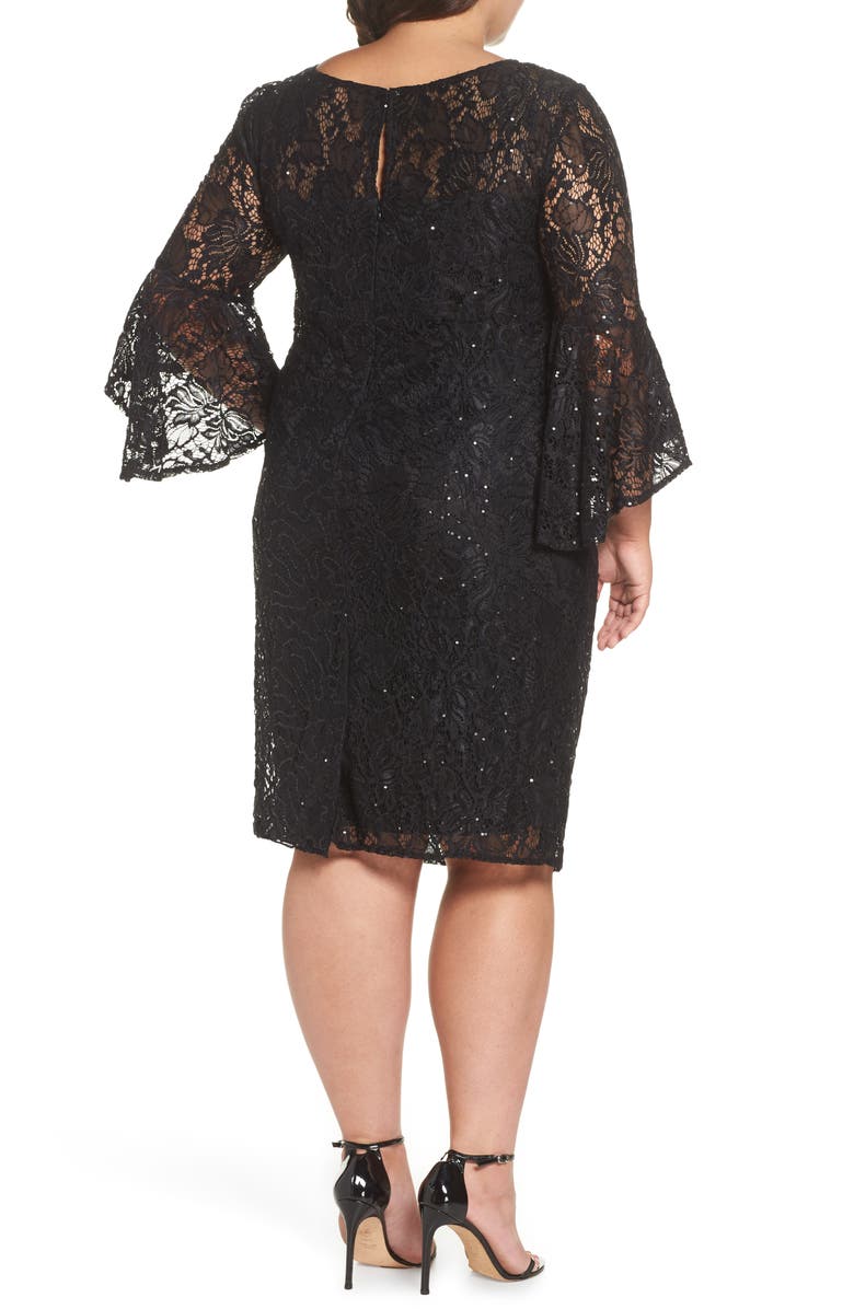 Morgan & Co. Bell Sleeve Lace Sheath Dress, Alternate, color,