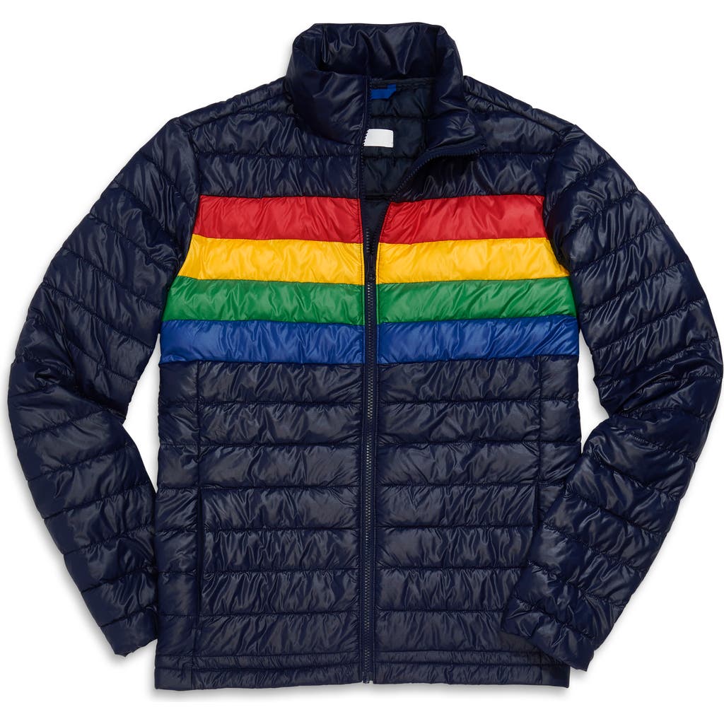PRIMARY PRIMARY GROWN-UPS PUFFER JACKET IN STRIPE
