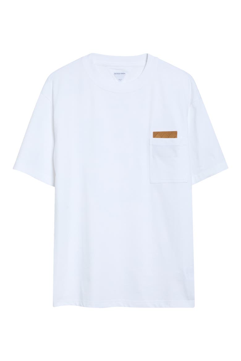 Pima Cotton Pocket T-Shirt with Intrecciato Suede Patch, Main, color, 9000 WHITE