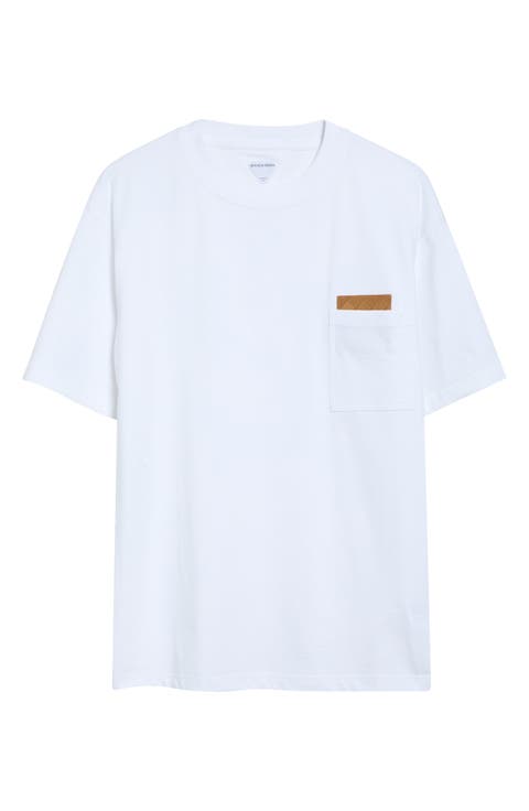 Pima Cotton Pocket T-Shirt with Intrecciato Suede Patch