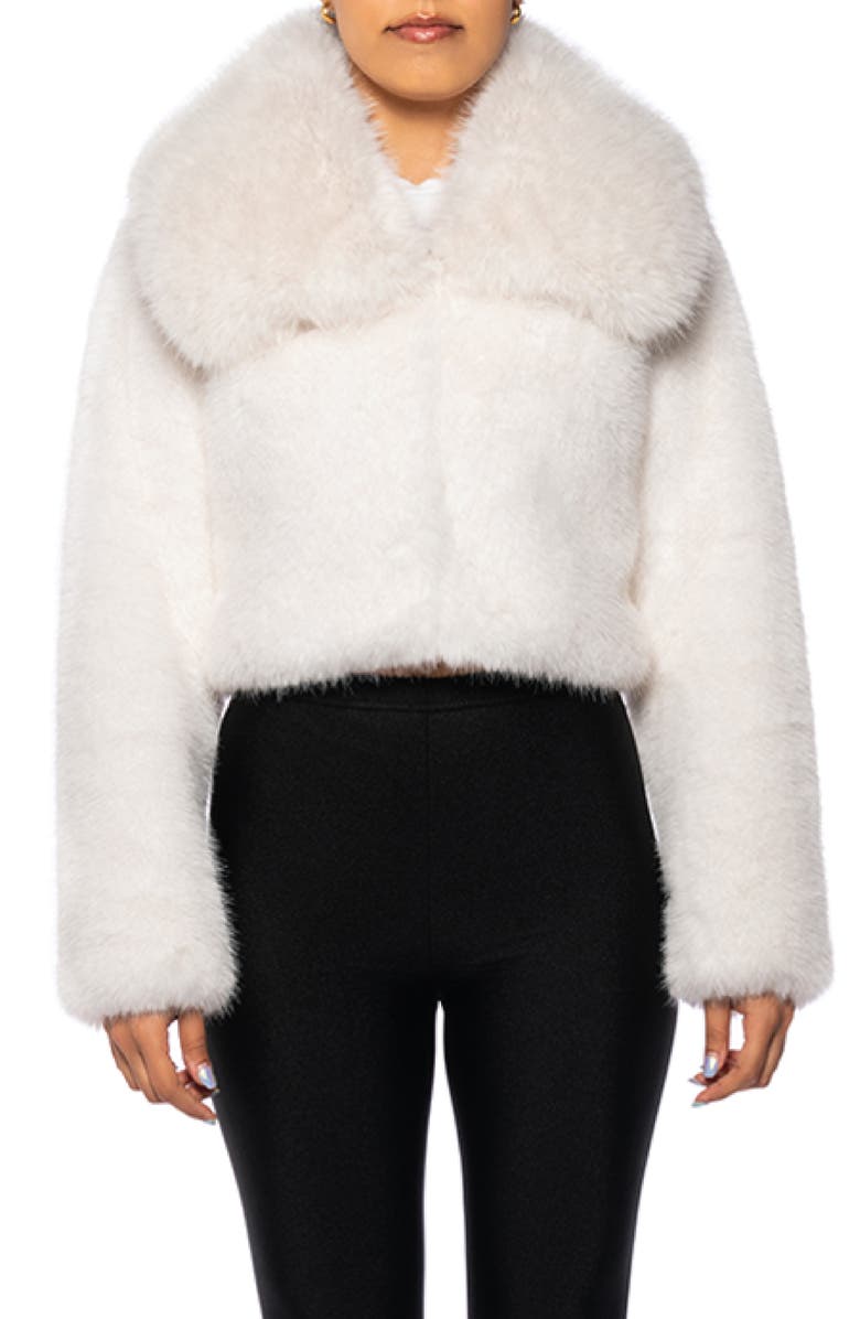AZALEA WANG Crop Faux Fur Jacket, Main, color,
