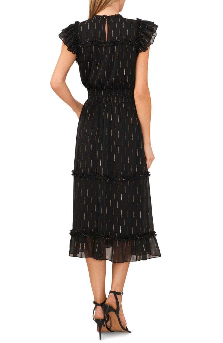 CeCe Metallic A-Line Dress, Alternate, color, Rich Black