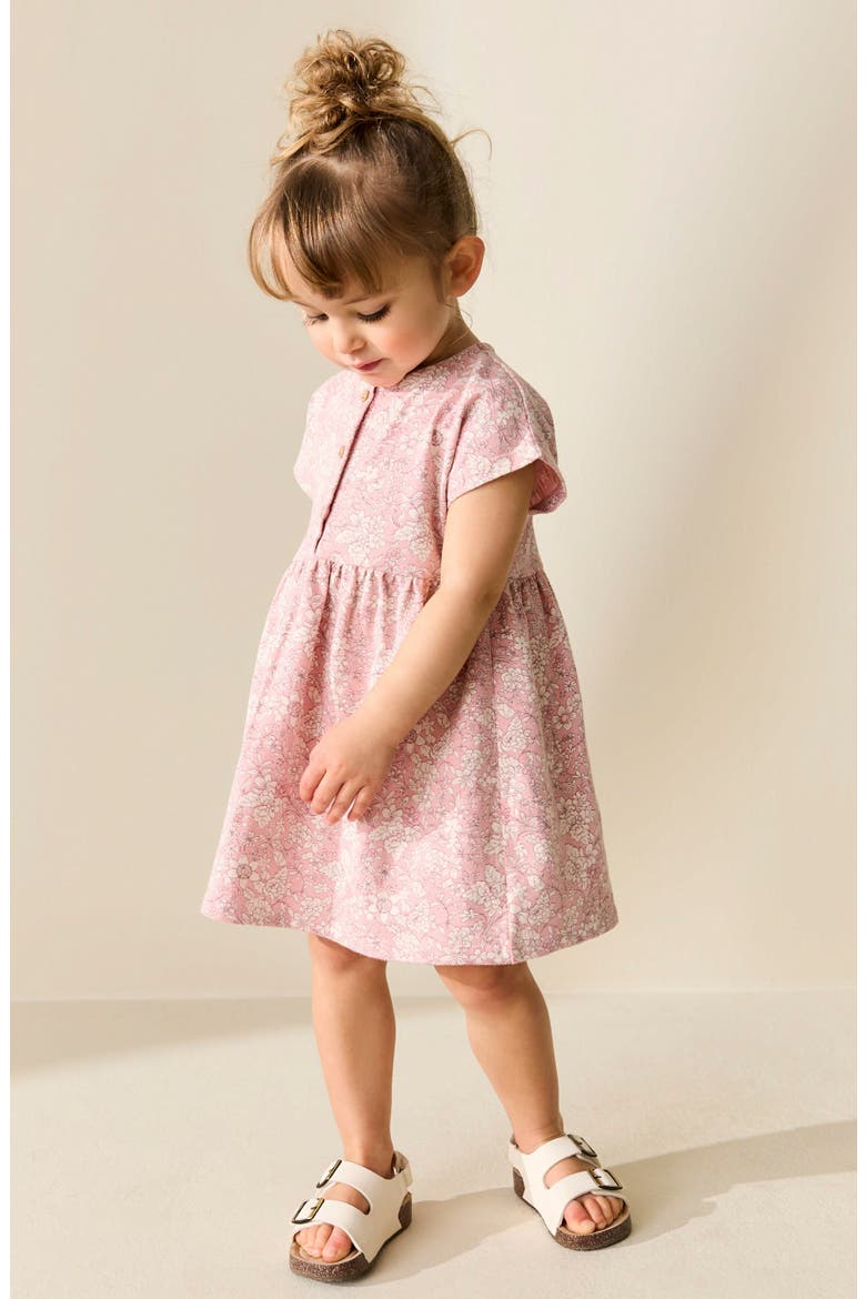 Kids' Floral Button Dress, Alternate, color, PINK