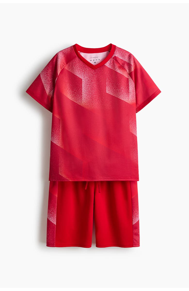 H&M 2-piece soccer set with drymove, Alternate, color, Red/Patterned
