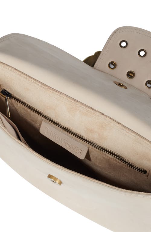 Jeffrey Campbell Side-quest Leather Crossbody Bag In Ivory Nubuck Bronze