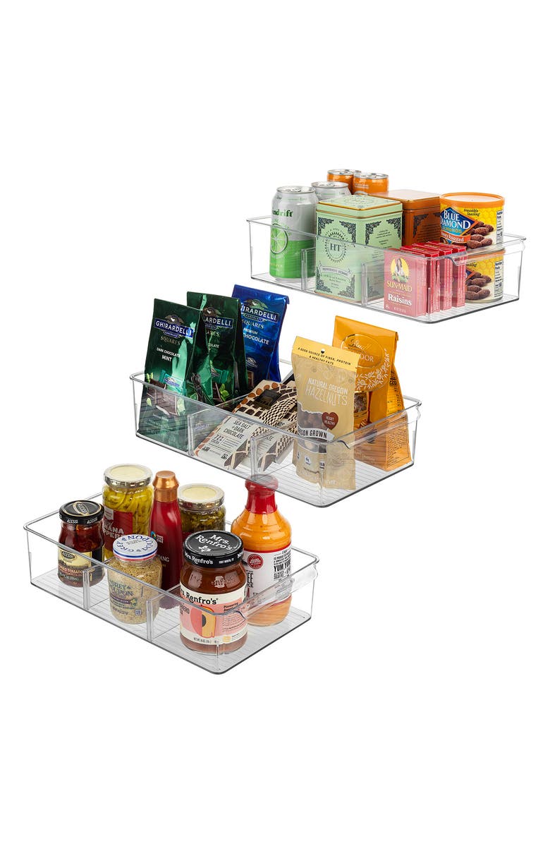 SORBUS 3-Pack Clear Lidded Organizer Bins, Alternate, color, 