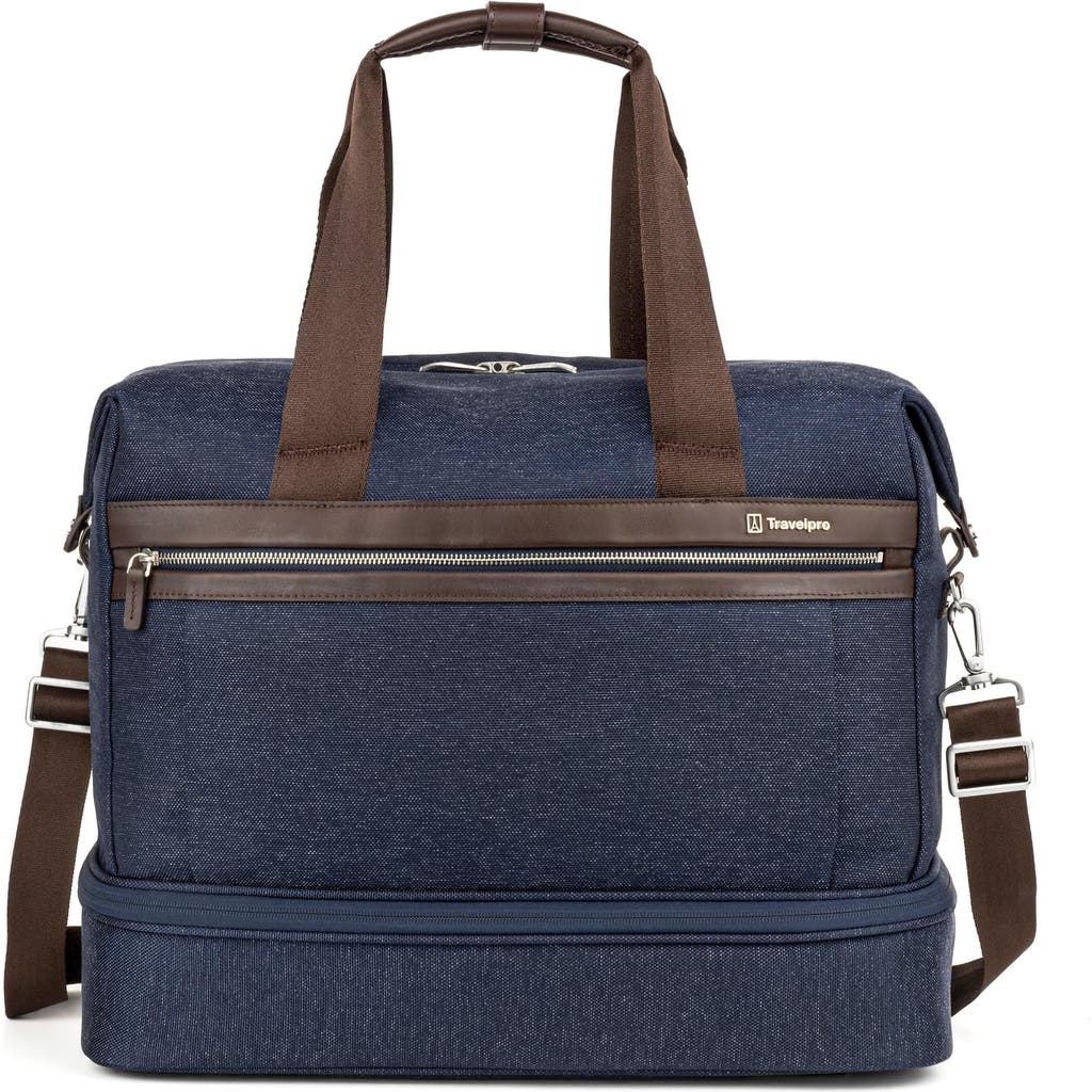 Travelpro Platinum Elite Carry On Soft Travel Drop-bottom Weekender Bag In True Navy Blue