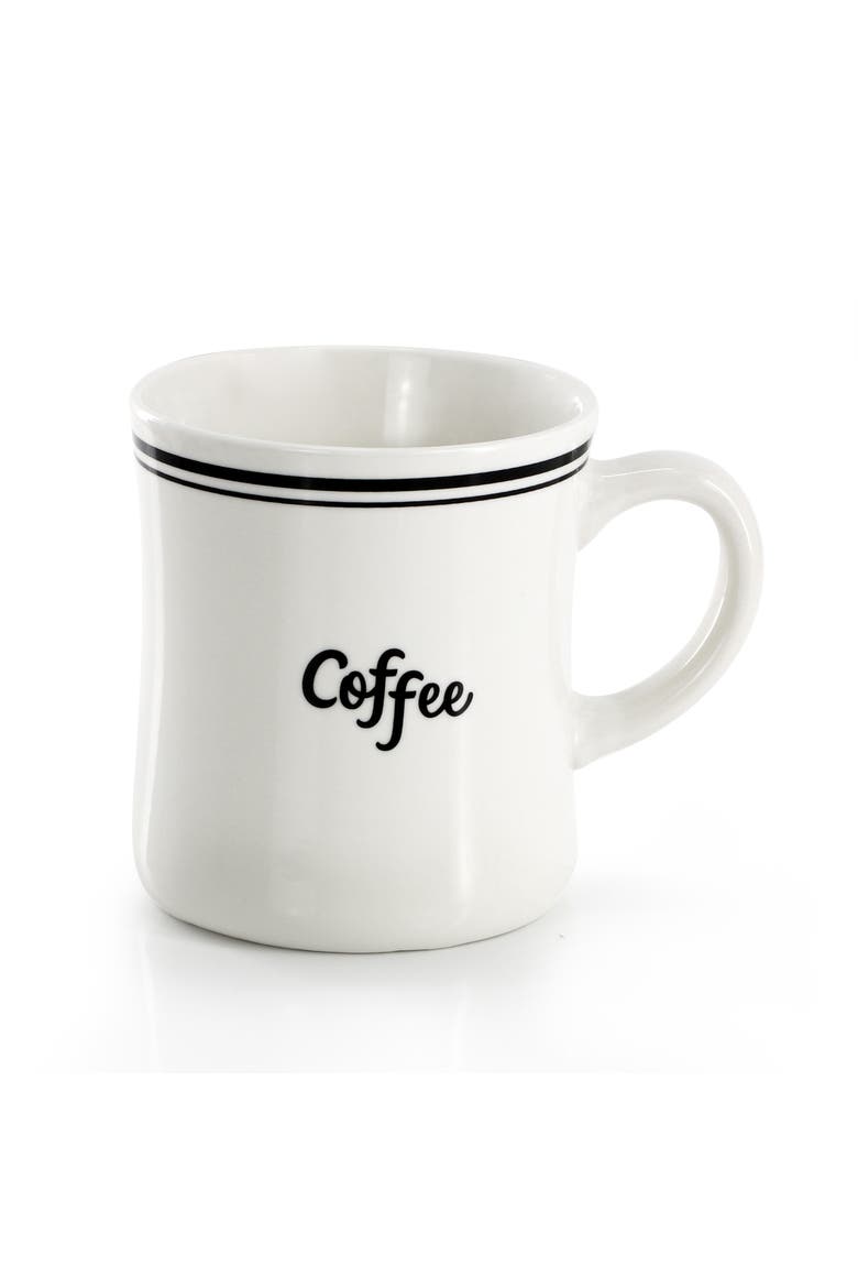 4 Piece 15 Ounce Fine Cermic Coffee Text Mug Set, Alternate, color, White