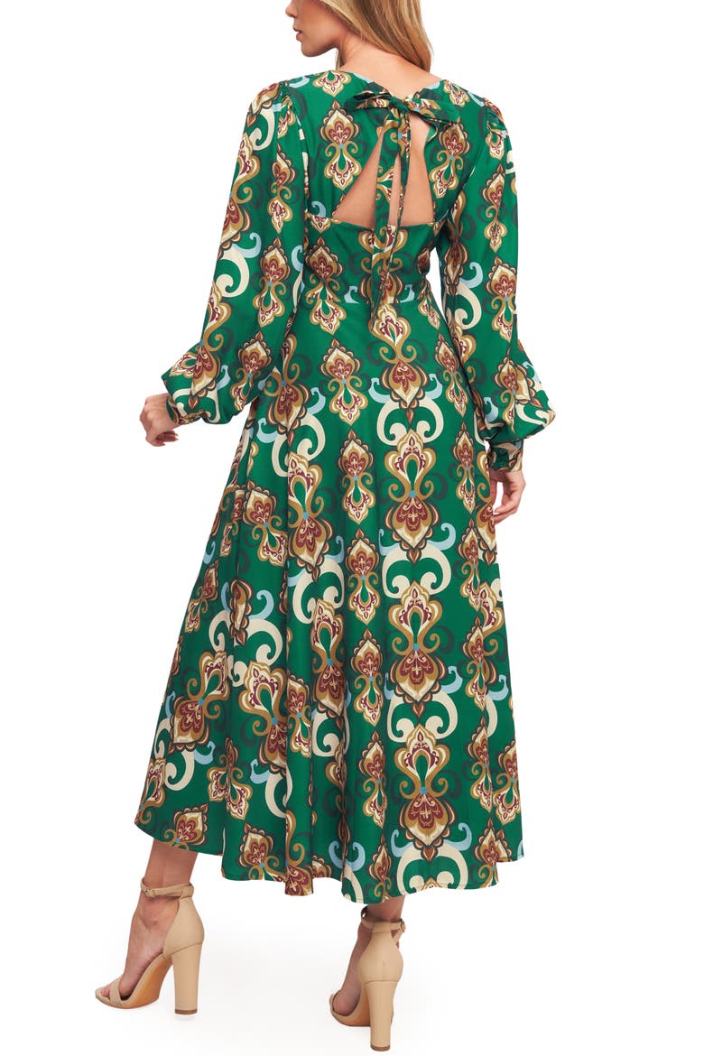 Long Sleeve Open Back Midi Dress, Alternate, color, KELLY GREEN