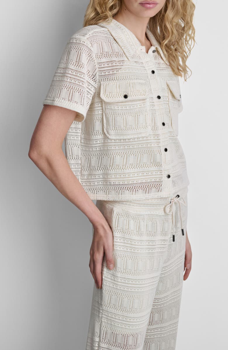 DKNY Open Stitch Button-Up Shirt, Alternate, color, Coconut