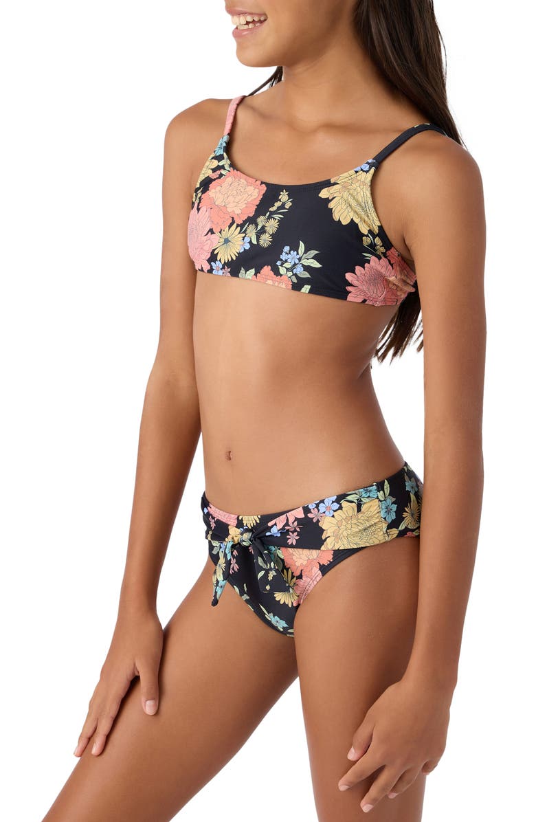 O'Neill Kids' Kali Floral Tie Back Two-Piece Swimsuit, Alternate, color,