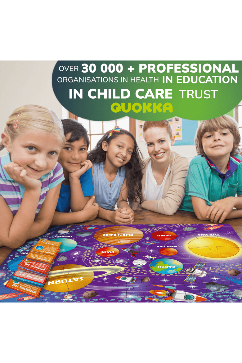 Kids Jigsaw Puzzles - 70 & 150 Piece Search & Find Riddle Puzzles with Flashcards, Alternate, color, 70Pcs Space