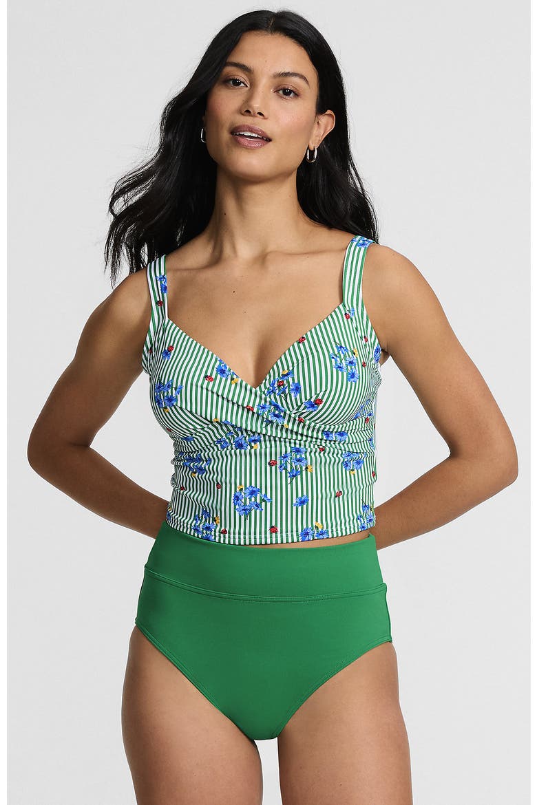 Sweetheart Wrap Midkini Top, Main, color, Floral/Vibrant Clover Stripe