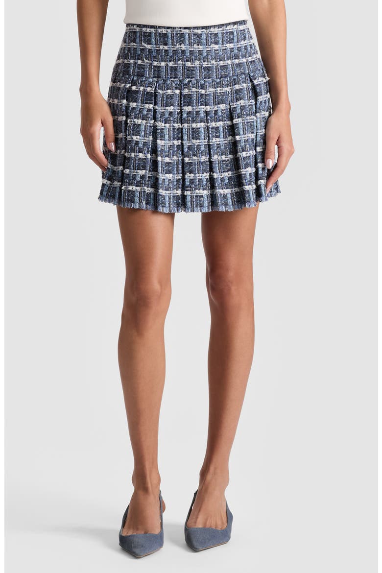 Emilie Tweed Box Pleat Miniskirt, Main, color, INDIGO