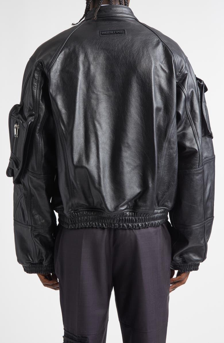 Martine Rose Bumbag Leather Jacket, Alternate, color, Black