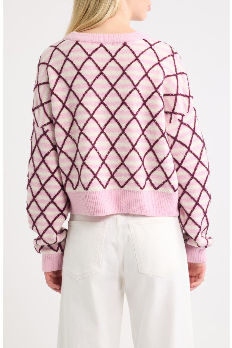 Stitch On Crewneck Sweater, Alternate, color, BORDEAUX