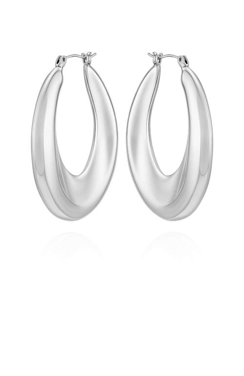 Vince Camuto Silver Tone Bold Oval Hoop Earrings In Silver