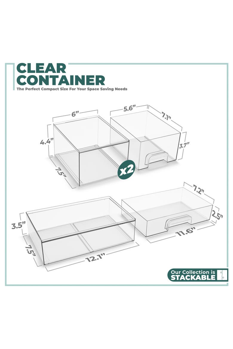 Set of 3 Stackable Clear Organizers, Alternate, color, NO COLOR
