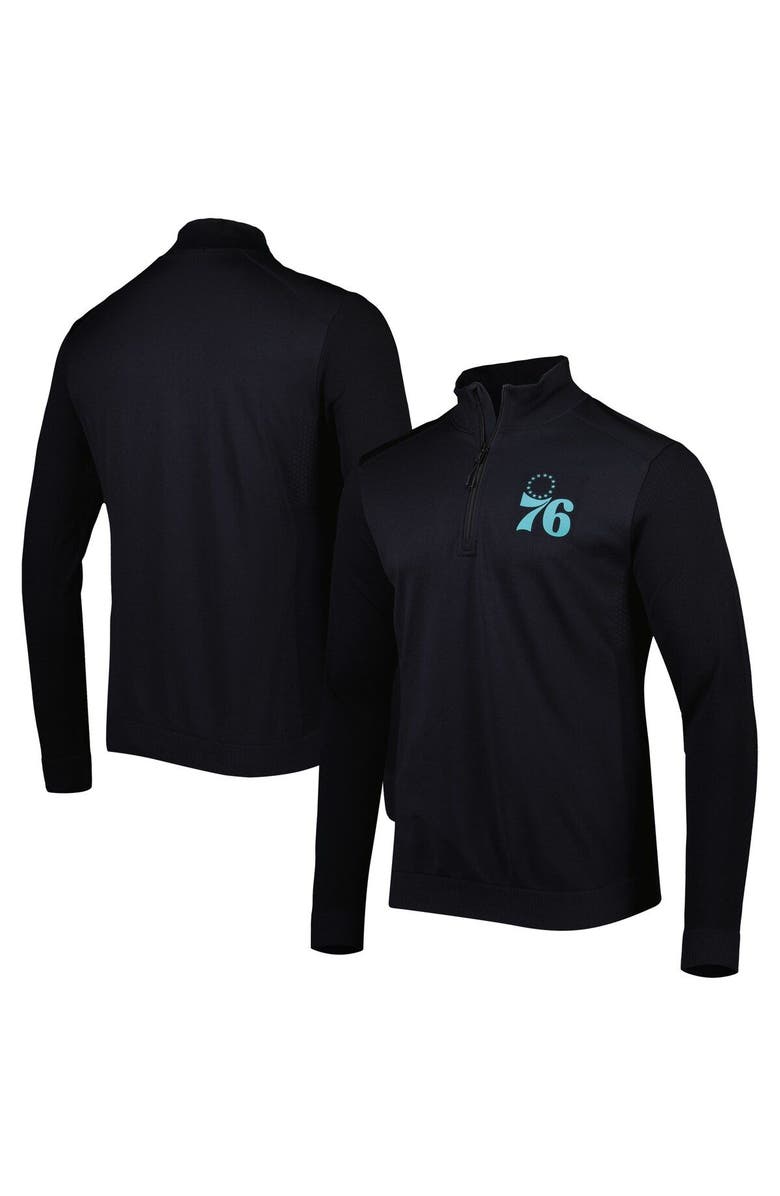 LEVELWEAR Men's Levelwear Black Philadelphia 76ers Nano Engineered Knit Fabric Quarter-Zip Jacket, Main, color, Black