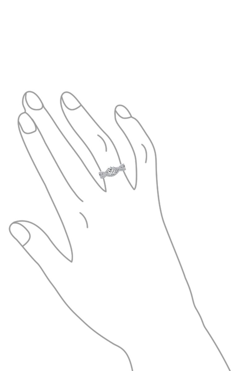 BLING JEWELRY Rhodium Plated Sterling Silver CZ Engagement Ring, Alternate, color,