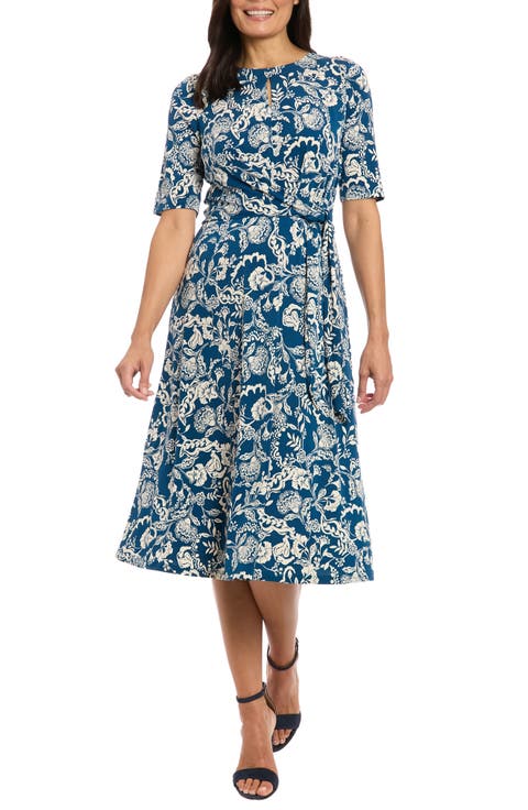 Side Tie Jersey Midi Dress