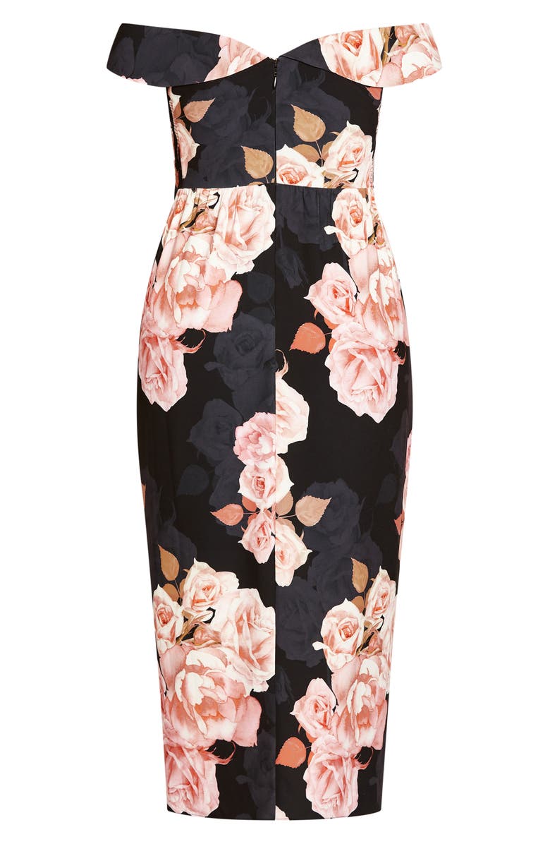City Chic Amour Floral Print Off the Shoulder Dress, Alternate, color, 