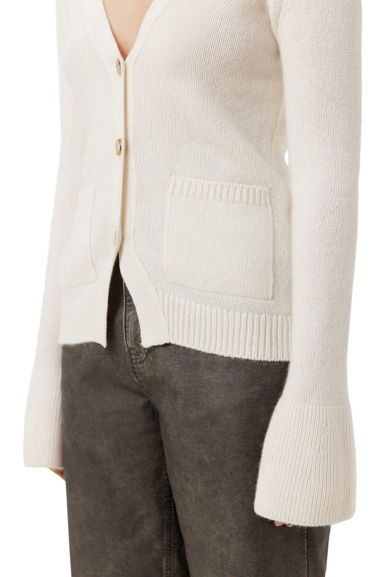 Buttoned Cashmere V-Neck Cardigan, Alternate, color, coconut milk