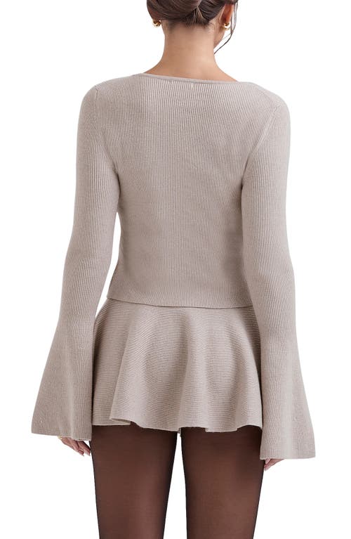 House Of Cb Aster Flared Cuff Cardigan In Grey Marl