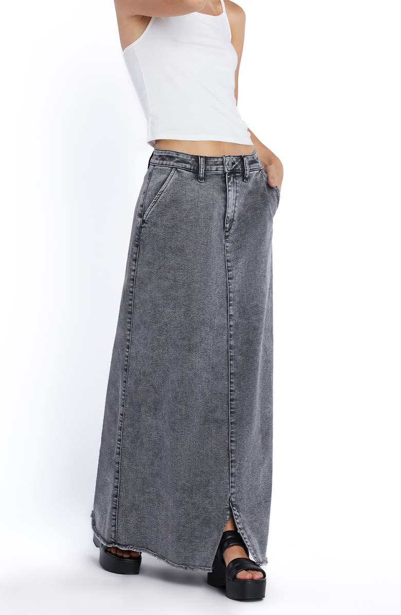 Wash Lab Denim Tory Denim Maxi Skirt, Alternate, color, Field Grey