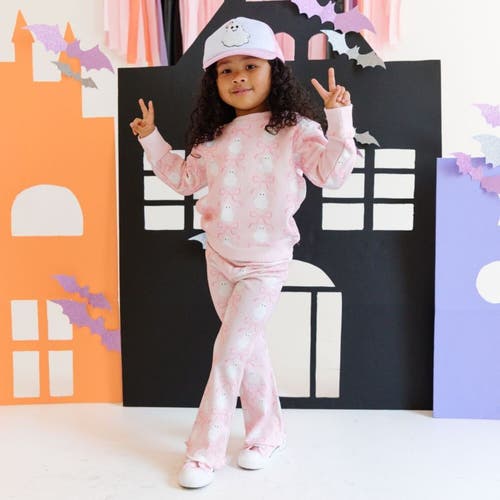 Sweet Wink Ghost Halloween Printed Flare Legging In Pink
