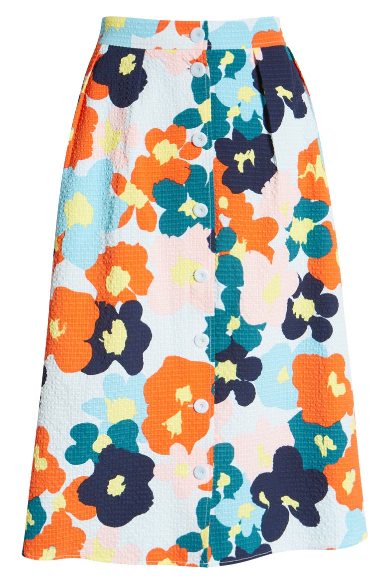 Cristina Martinez Print Skirt, Alternate, color, BLUE FLORAL SMUDGE