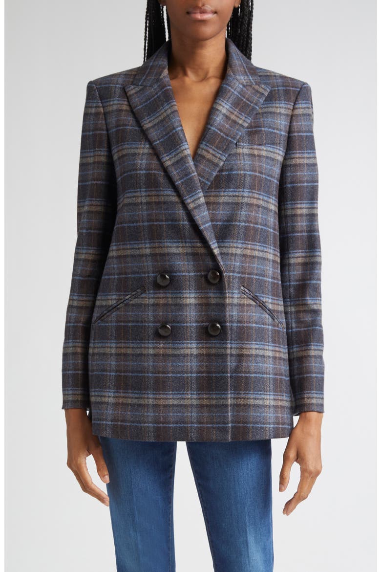 Oria Plaid Wool Blend Dickey Jacket, Main, color, BLUE MULTI