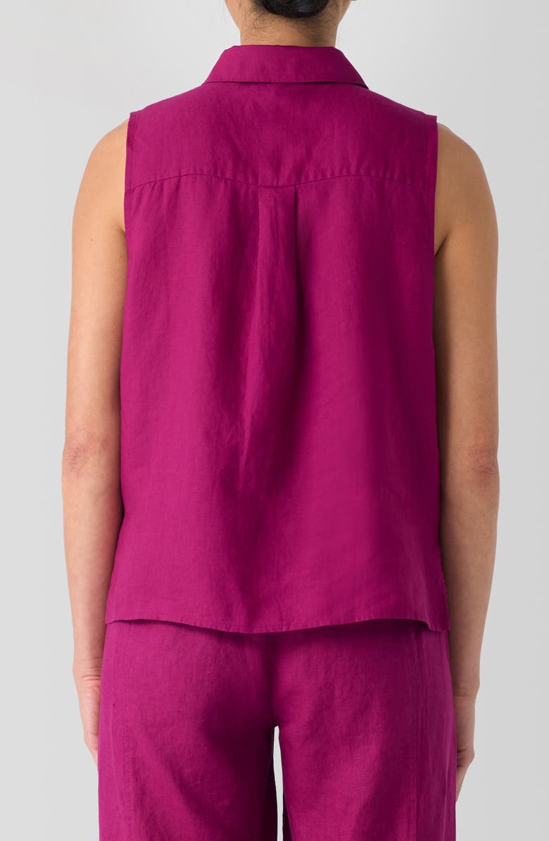 Eileen Fisher Classic Sleeveless Organic Linen Button-Up Shirt, Alternate, color, Sangria