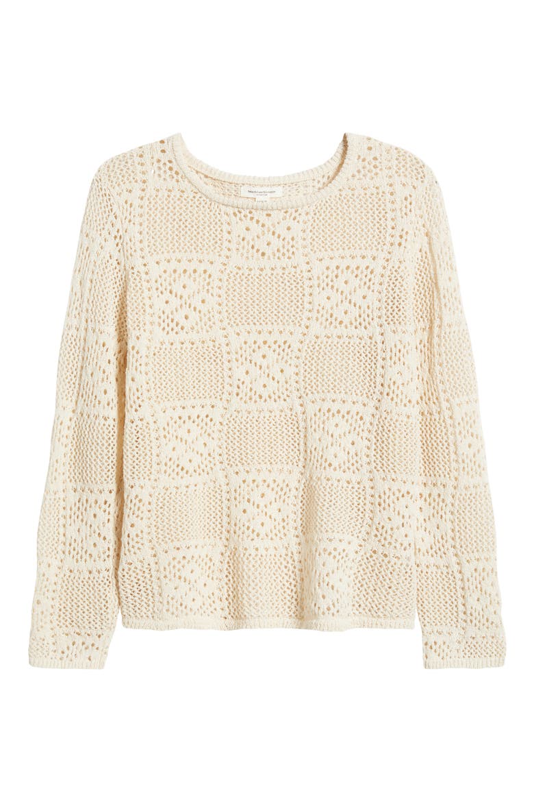 Tiara Crochet Look Sweater, Alternate, color, EGG SHELL