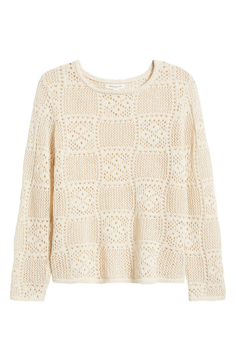 beachlunchlounge Tiara Crochet Look Sweater, Alternate, color, Egg Shell