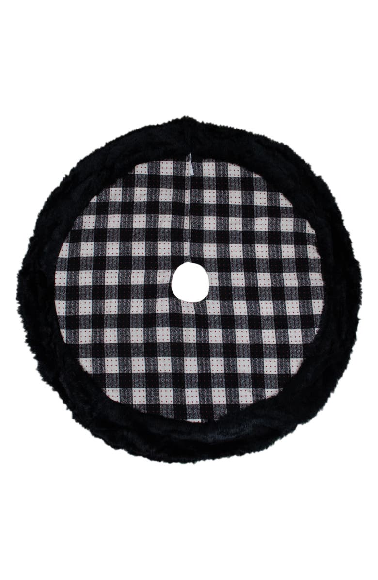 Northlight Buffalo Plaid Christmas Tree Skirt - 48" - Black and White, Main, color, White