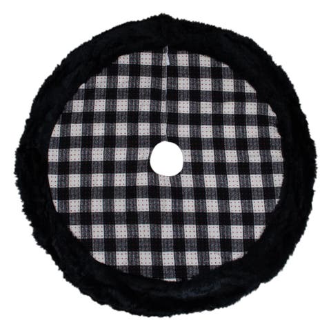 Buffalo Plaid Christmas Tree Skirt - 48" - Black and White