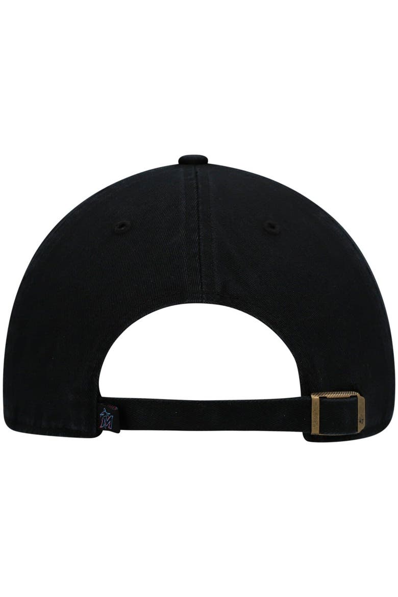 Men's '47 Black Miami Marlins Clean Up Adjustable Hat, Alternate, color, Black