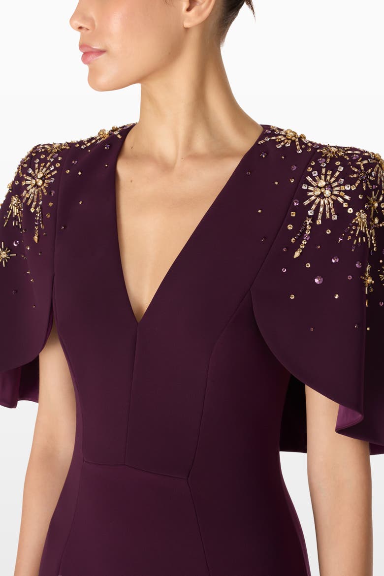 Zeya Sequin-Embellished Midi Dress, Alternate, color, Purple Muscadine