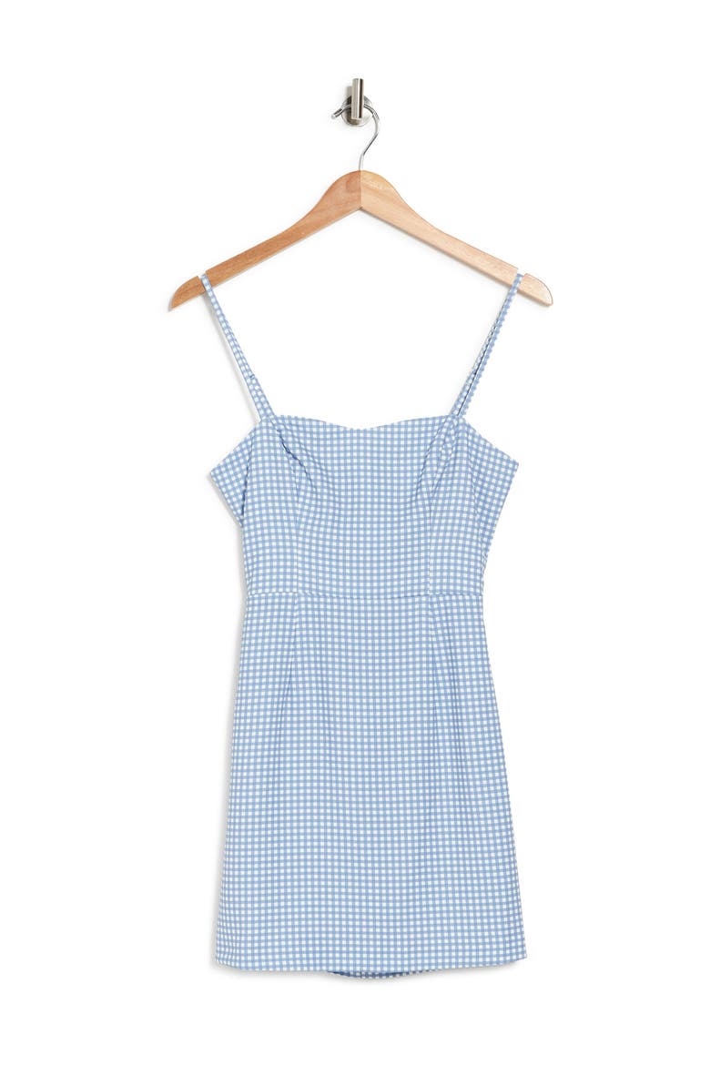 Gingham Tie Back Sleeveless Minidress, Alternate, color, WHT/BLUE
