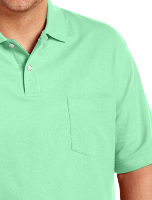 Harbor Bay By Dxl Big & Tall Pocket Piqué Polo Shirt In Zephyr Green
