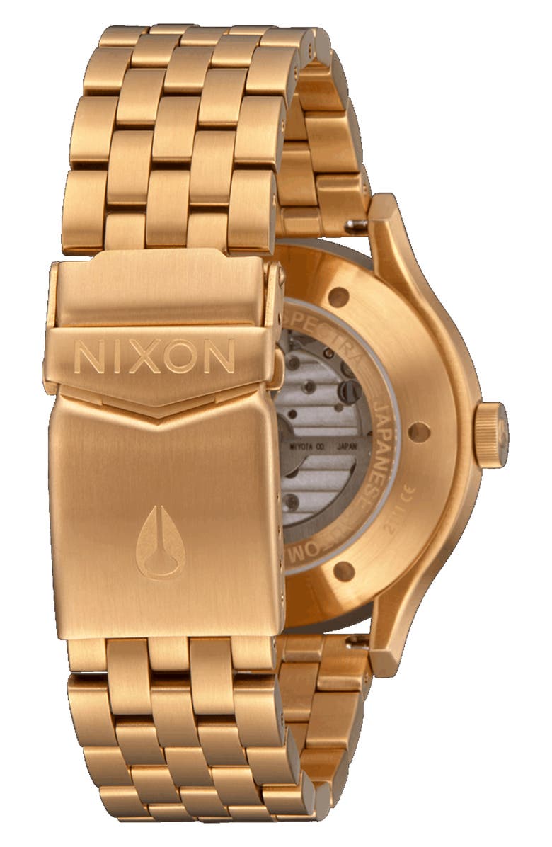 Nixon Spectra Automatic Bracelet Watch, 40mm, Alternate, color, Black / Gold